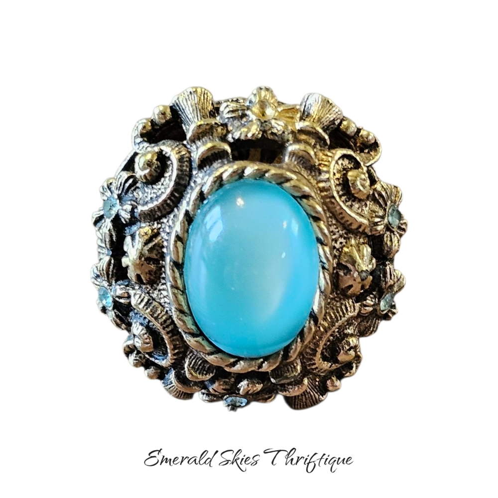 Sarah Coventry Gold and Blue Ring - Picture 5 of 7